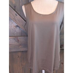 Chico’s Tank Top Blouse Women’s 2 Large Brown Round Neck Sleeveless Stretch
